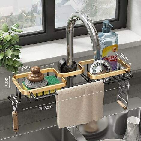 New 2 in 1 Home Sink Organizer Plastic Detachable Hanging Faucet Drain Rack  Kitchen Storage Rack Faucet Draining Rack for Home Kitchen Bathroom(Crystal  Dark Green) 