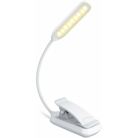 9 LED Book Light, USB Rechargeable Clip on Reading Light with Touch Sensor, 3 Light Colors (White/Warm/Mixed), Stepless Dimming Brightness, 360° Flexible Book Light for Bed Night Reading