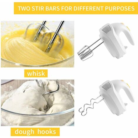 VonShef Hand Mixer Electric Whisk, 300W, 2 Stainless Steel Beaters, 2 Dough  Hooks & Balloon Whisk, Cream