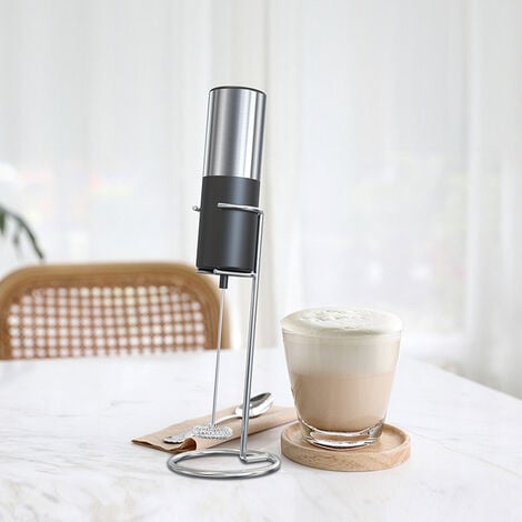 Electric Milk Frother Handheld with Stainless Steel Stand Battery Powered  Foam Maker, Whisk Drink Mixer Mini Blender For Coffee, Frappe, Latte,  Matcha, Hot Chocolate 