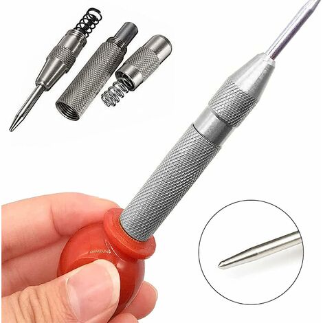 3PCS Automatic Center Punch Tools with 4PCS Replacement Tips, 5 inch Long,  Brass Spring Loaded Crushing Hand Tool with Cushion Cap and Adjustable