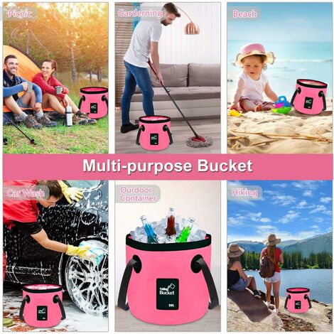 Collapsible Bucket with Handle, Portable Folding Buckets for Cleaning,  Space Saving Water Container for Gardening, Camping, Fishing, Outdoor  Survival, Round 