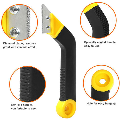 Grout Remover Tool Hand Caulking Removal Tool Steel Head Grout Cleaner  Scraper Scrubber Brush Tile Joint Cleaning Brush Tiles Gap Cleaner Tool for