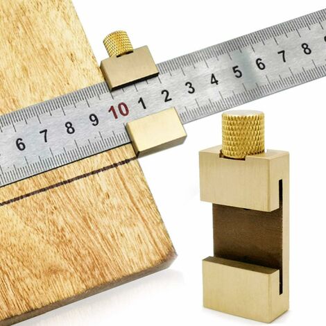 Ruler Tool Brass Steel Ruler Wood Positioning Block Line Locator