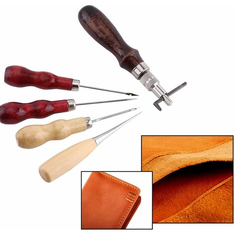 Leather Sewing Tools DIY Leather Craft Tools Hand Stitching Tool Set With  Groover Awl Waxed Thread Thimble And More Leather Craft Tools Leather