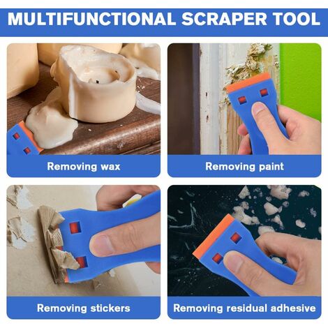 Plastic Razor Blade Scraper Tool - 2-Piece Wall Paint Remover With