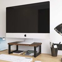 Vintage Wooden Monitor Stand Holder, Laptop PC Monitor Stand, Desktop Storage Shelf for Home or Office - Dark Brown 40x23x14cm