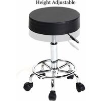 Round Rolling Stools Wheeled Massage Swivel Stool Chair with PU Leather Thick Padding 5 Wheel Office Chairs for Bedroom Kitchen