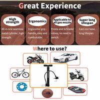 Portable Bicycle Foot Pump Air Pump for Bike Tire Mini Foot Pump, Presta and Schrader Valves Automatically Reversible 120PSI, with Multi-Function Ball Needle