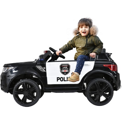 Coche eléctrico para niños 12V, coche de policía para niños de 2 plazas con  mando a