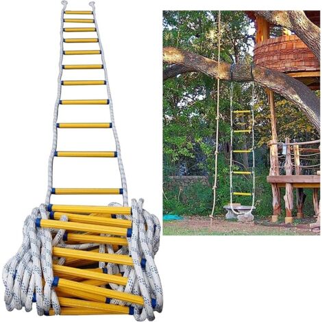 Escalera de Cuerda, Escalera de Escape de Incendio con Mosquetón para Ventana para Niños y Adultos, Capacidad de Carga de hasta 200 kg - 15M