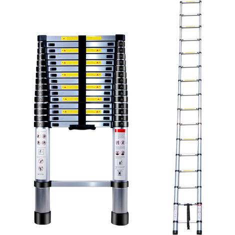 Escalera Telescópica Multiusos Portátil Escalera Extensible de Aluminio  Carga 150 kg Certificación: EN131 - 4.7 m