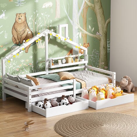 Estructura de cama infantil con cajones madera de pino 80x160cm