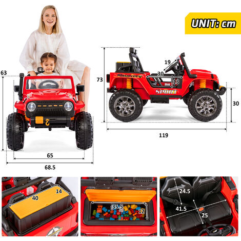 Coche Eléctrico Para Niños De 12V Con Mando A Distancia, Bluetooth, Luces LED Y 3 Velocidades - A Partir De 3 Años