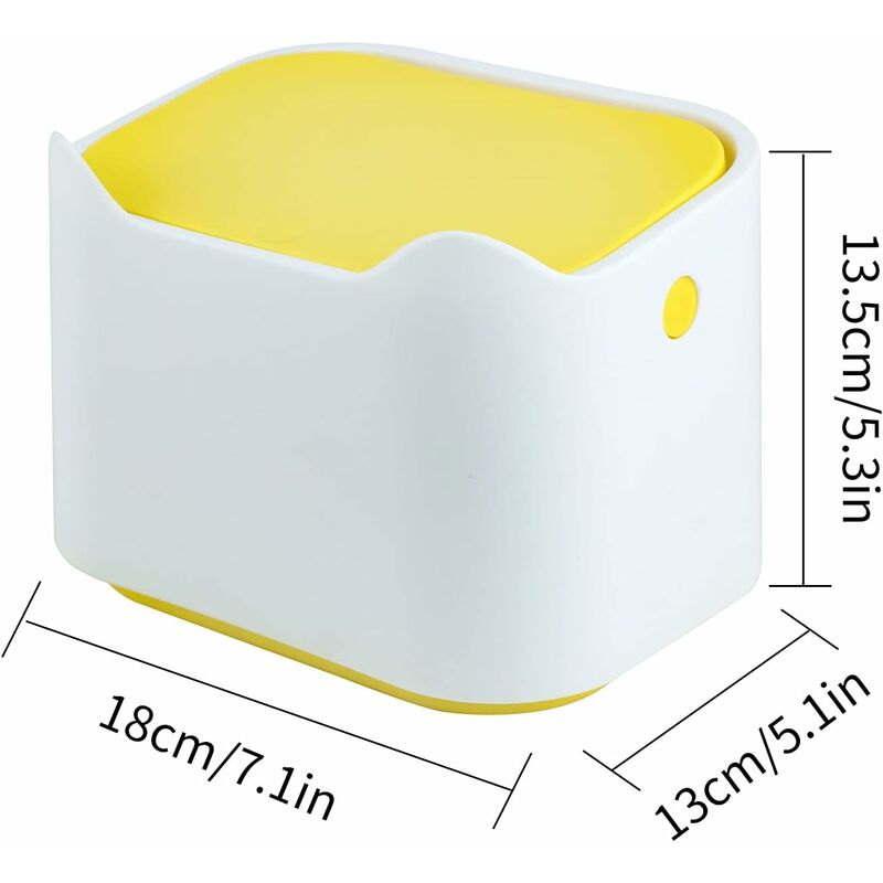 Bettbüro Mülleimer, Mini Tragbarer Desktop -Abfallbehälter, Drücken Sie Typ  Deckel (gelb, weiß)