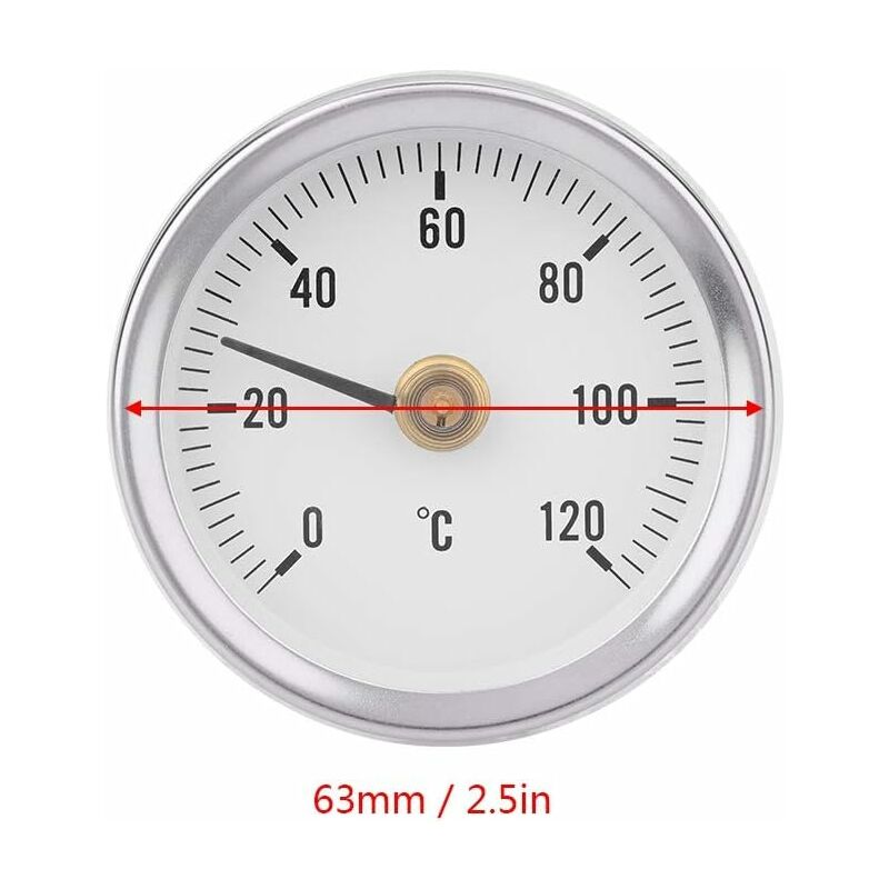 Wika Heizung Anlegethermometer Ø 63mm 120°C Feder Rohr-Thermometer Bimetall  
