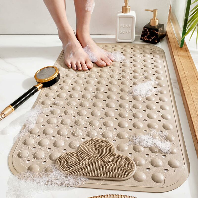 Rutschfeste Badematte Duschmatten mit Fußmassage, umweltfreundliche PVC Anti  Schimmel Badewannenmatte 40 x 70cm (khaki)