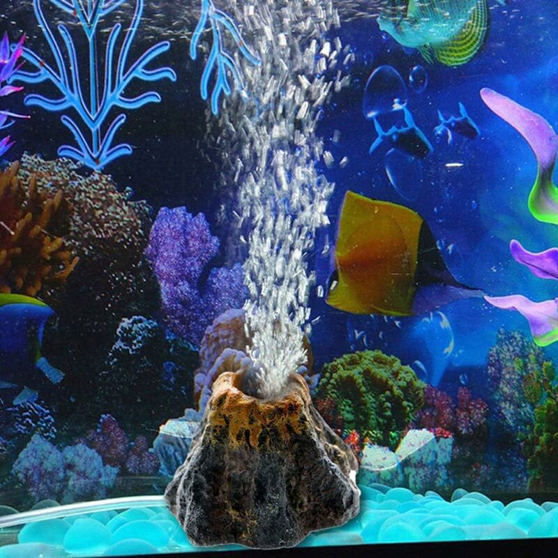 Aquarium Vulkan Ornament Air Blase Stein Fisch Tank Dekorationen