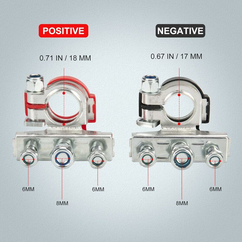 2 Stück Batterieklemmen, 4-Wege 12V/24V Positiver und negativer
