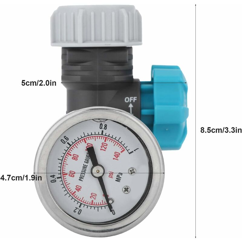 G3/4-Zoll-Wasserdruckventil, einstellbares Wasserdruckregelventil mit  Manometer, Gewächshaus-Gartenbewässerungssteuerung