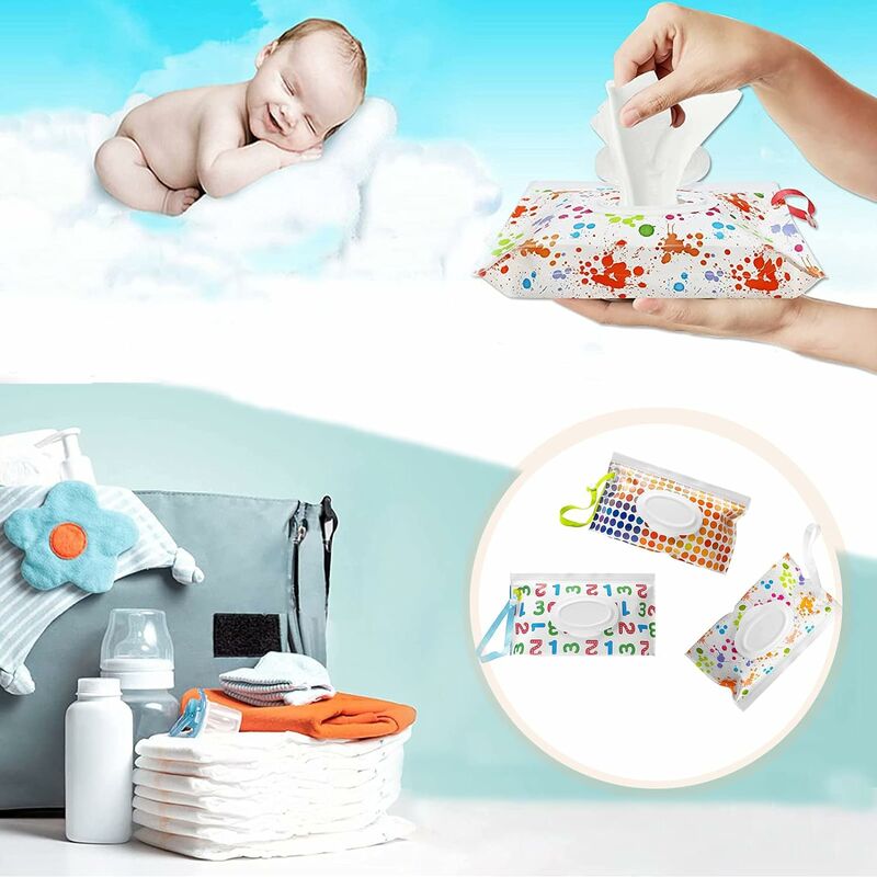 Travel Baby Portable Wipes Bag Spender (4 Muster) 4 Stück