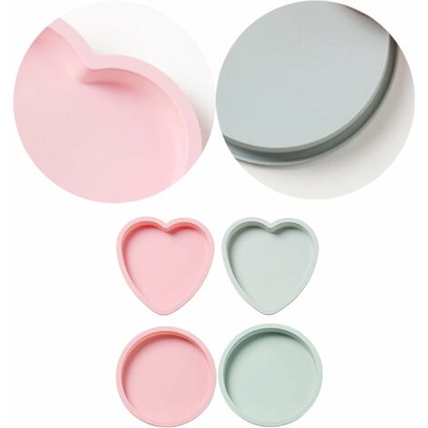 4 Stücke rund Kieselgel Backform, Farbkuchenform, Herz Silikonform (grau  und rosa)