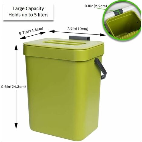 Küchenkompostbehälter, Arbeitsplatzbehälter, Container mit Deckel,  Innengebrauch von Composter, 5L, Green-A