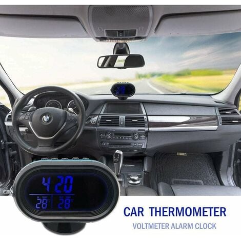 Blauer LED-Digital-Auto-Innen- und Außentemperatur-Thermometer mit