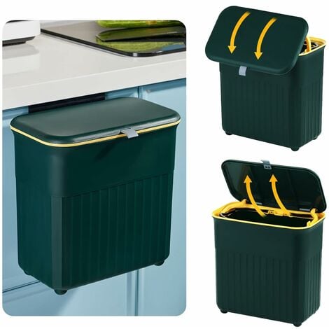 Hängender Küchenbehälter mit Deckel, Schrank-Behälter für Küchenschrank  Tür, Mülleimer 9L