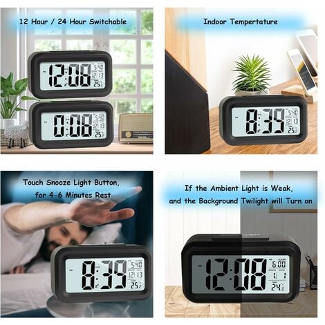 LCD Digitaluhr Wecker, Reise Wecker mit Temperatur Datum