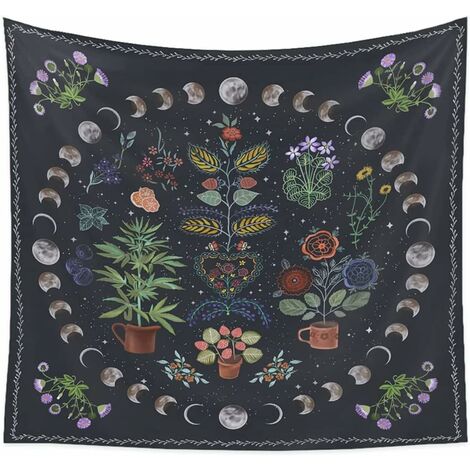 Pflanzliche Ästhetische Wandteppiche, Botanische Mondphasen-Wandteppiche, Die Natur-Wandteppiche Blumenteppiche Hängen
