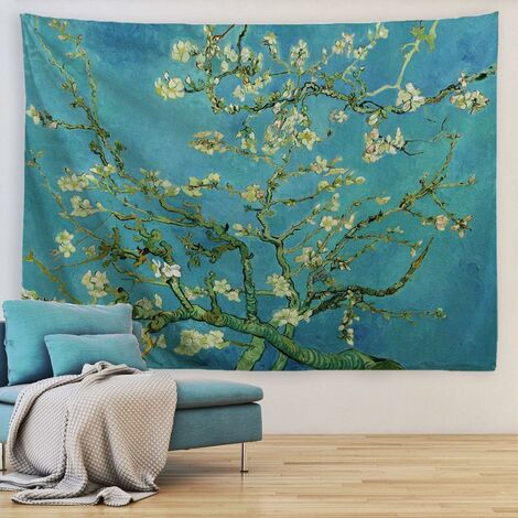 Mandelblüte Tapestry Floral Wand Hängen Natur Landschaft Wand Kunst Home Decor für Schlafzimmer, 150x200cm
