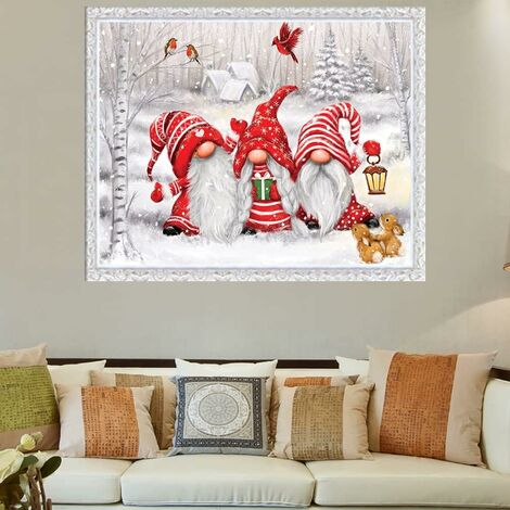 Weihnachten Diamant Gnome Vollbohrer Diamant Gemälde Kits, Diamanten Kunst Malerei Kits Wand Dekor, 12x16in
