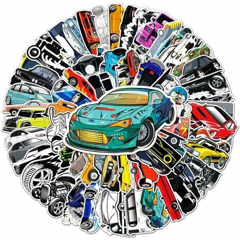 61 pcs modifizierte Autos Cartoon Doodle Auto Aufkleber für Kinder,  Rennauto Aufkleber, Sport Auto Aufkleber Dekor