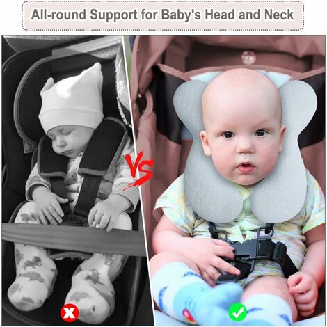 Baby Kopf Stützkissen für Neugeborene, weiche Baumwolle Baby Reisekissen  für Autositze und Kinderwagen für Baby, blau