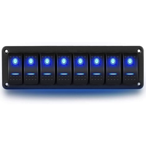 8 Gang Schalter Panel ON-OFF Wasserdichte Marine Boot 12V Kippschalter  Schalter Panel mit blauem LED