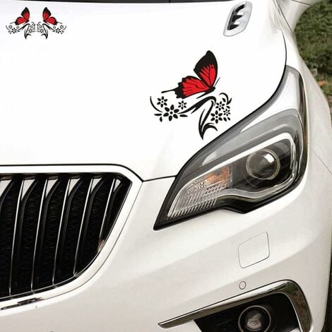 2PCS Auto Haube Dekorative Aufkleber, Schmetterling Blumen Muster Grafik Auto  Seite Körper Aufkleber Universal wasserdichte Auto