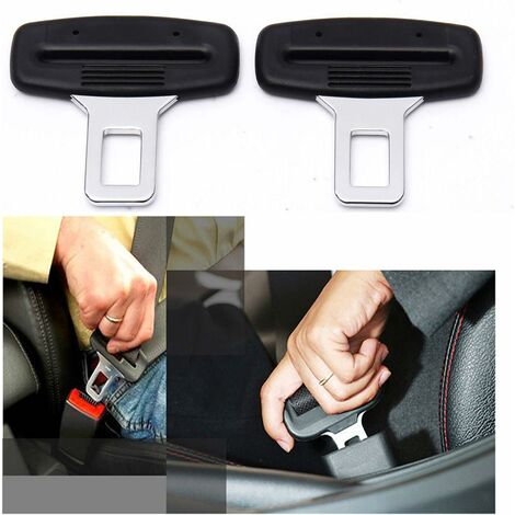 4 Stück Auto Sicherheitsgurt Clips Einsätze Sicherheitsgurt Metallzunge für  die meisten Fahrzeuge (schwarz)