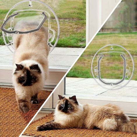 Transparente Haustierklappe mit 4-Wege-Verriegelung, runde
