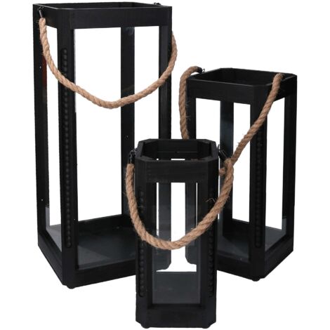 Lanterna Decorativa Con Croce Bar Design – Nero 33 Cm – Con Candela LED A Fiamma E Telecomando – Interno/Esterno - 4
