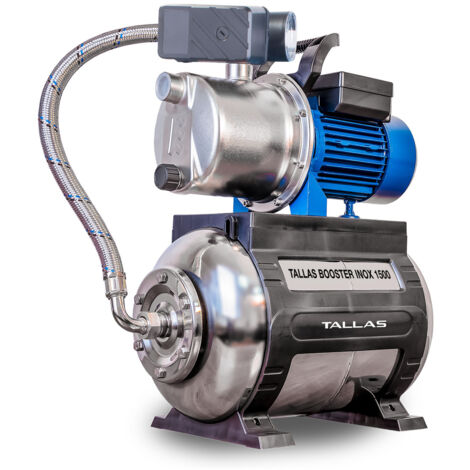Surpresseur inox 1500W – Débit élevé 25L/min – Pression 4.5 bars – Moteur silencieux pour espaces confinés – Tallas