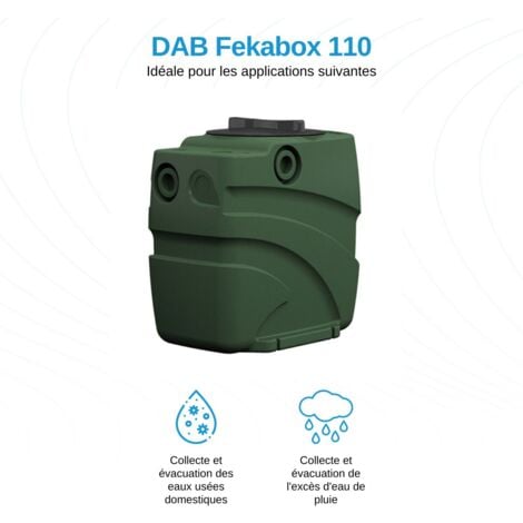 DAB Fekabox 110 Station de relevage - 110 L - Une cuve permettant la collecte des eaux usées - Incl. les pièces d’installation - Pompe non incluse