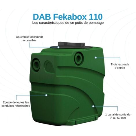 DAB Fekabox 110 Station de relevage - 110 L - Une cuve permettant la collecte des eaux usées - Incl. les pièces d’installation - Pompe non incluse