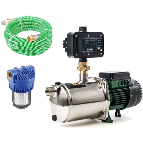 Pompe surpresseur DAB JetInox 132 M – Auto-amorçante avec Control-D – Tuyau d'aspiration 7m et préfiltre inclus – Protection contre fonctionnement à sec