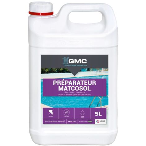Peinture de piscine 5L – Préparateur matcosol pour béton – Neutralise la basicité et assure une adhérence optimale – GMC