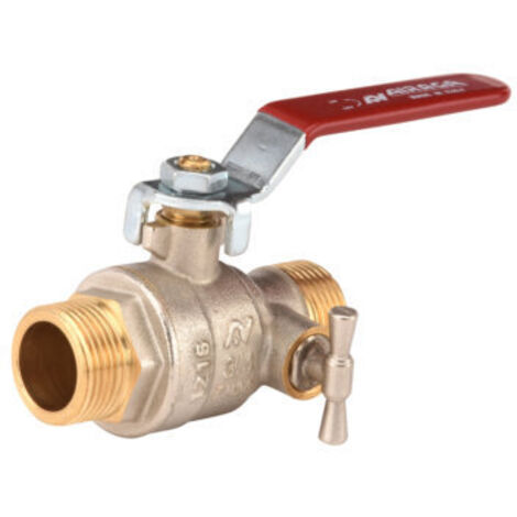 Robinet boisseau sphérique laiton MM à purge 15x21 p,rouge pi PN 20/25
