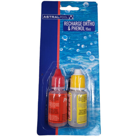 Astralpool – Recharge réactifs OTO et phénol rouge pour analyse chlore et pH piscine – 15 ml – Réactifs liquides pour trousse d'analyse (1/3)
