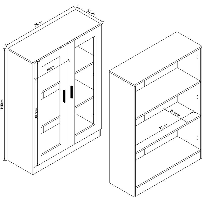 Vitrina Søndersø Con 2 Puertas Estante Cristal Y Aglomerado 115 X