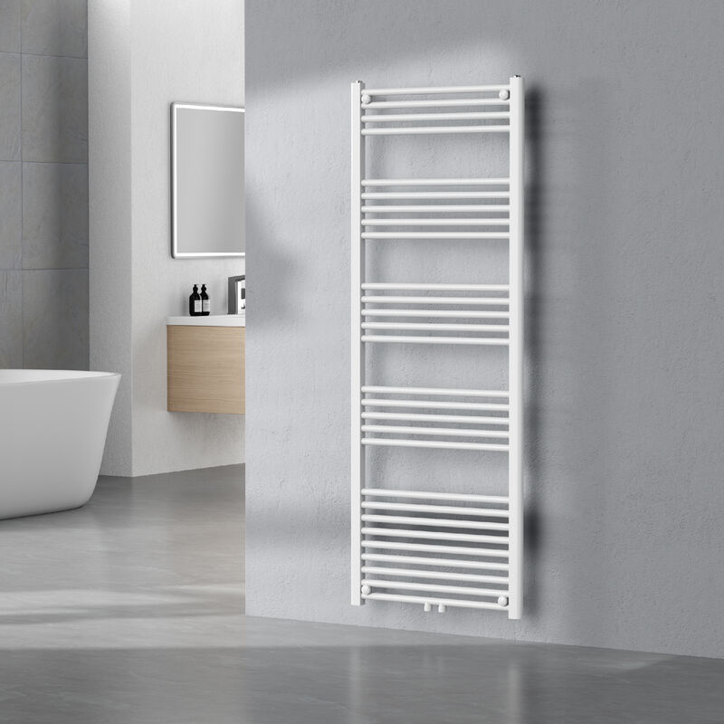 Ecd Germany Radiador Toallero Para Baño - 480 x 1400 mm - Blanco - Plano -  Diseño Vertical - Toallero De Agua - Calentador De Baño - Calefaccion De  Pared - No Eléctric