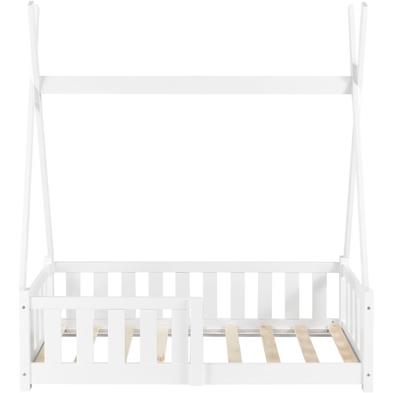 Cama Infantil Helsingborg Con Reja De Seguridad - Estructura Tipi - Pino  140x70 Cm - Blanco Mate [en.casa] con Ofertas en Carrefour